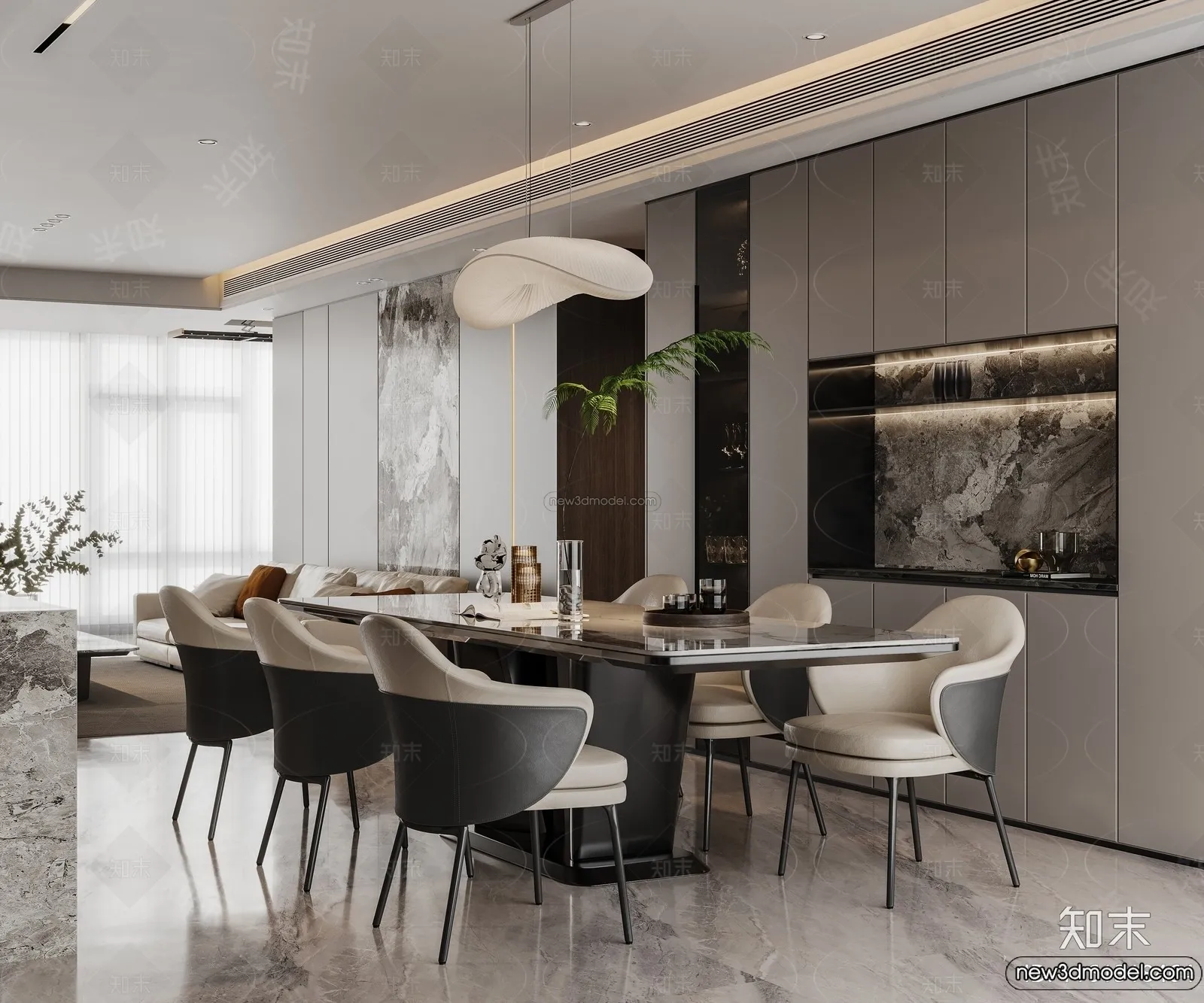 Dining Room - 3D Interior Scene - Italian Style - 003
