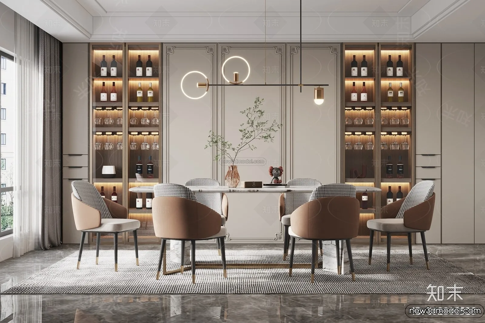 Dining Room - 3D Interior Scene - Italian Style - 007