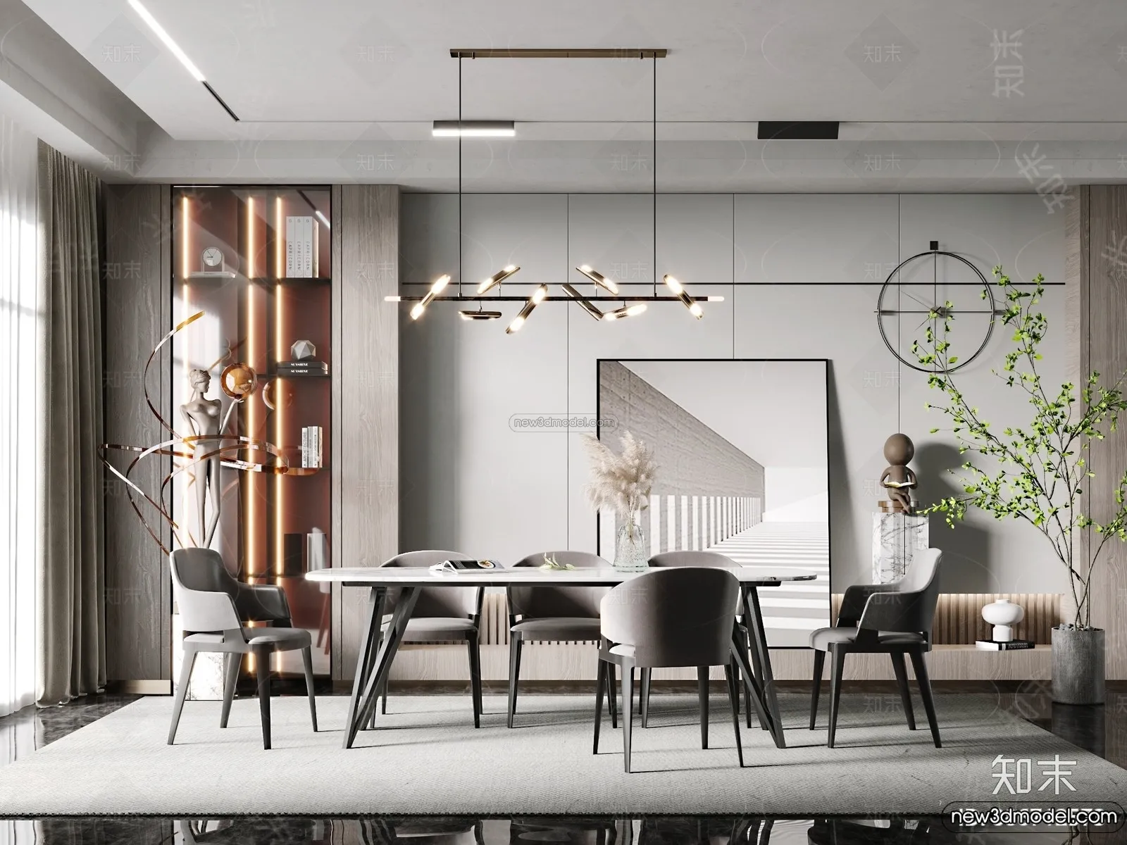 Dining Room - 3D Interior Scene - Italian Style - 008