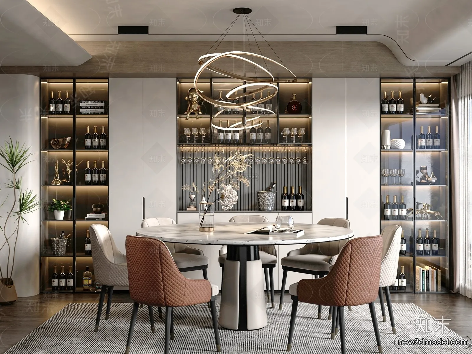 Dining Room - 3D Interior Scene - Italian Style - 012
