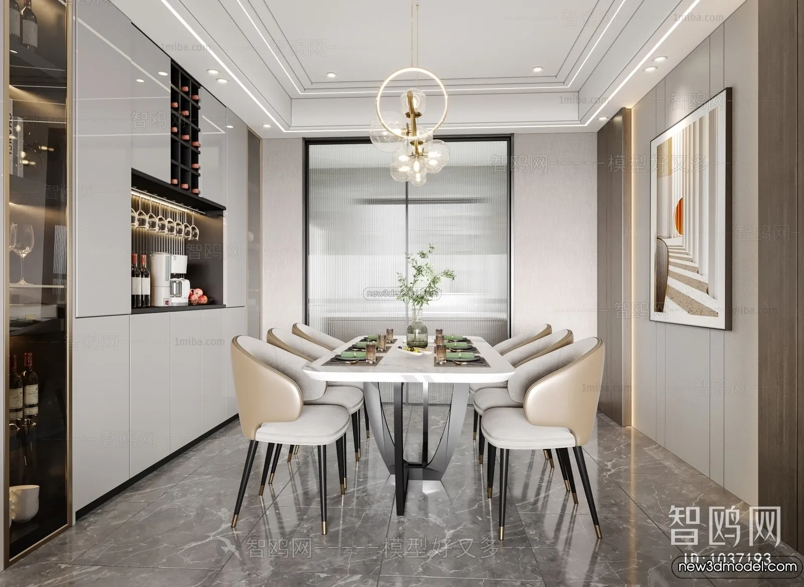 Dining Room - 3D Interior Scene - Italian Style - 013
