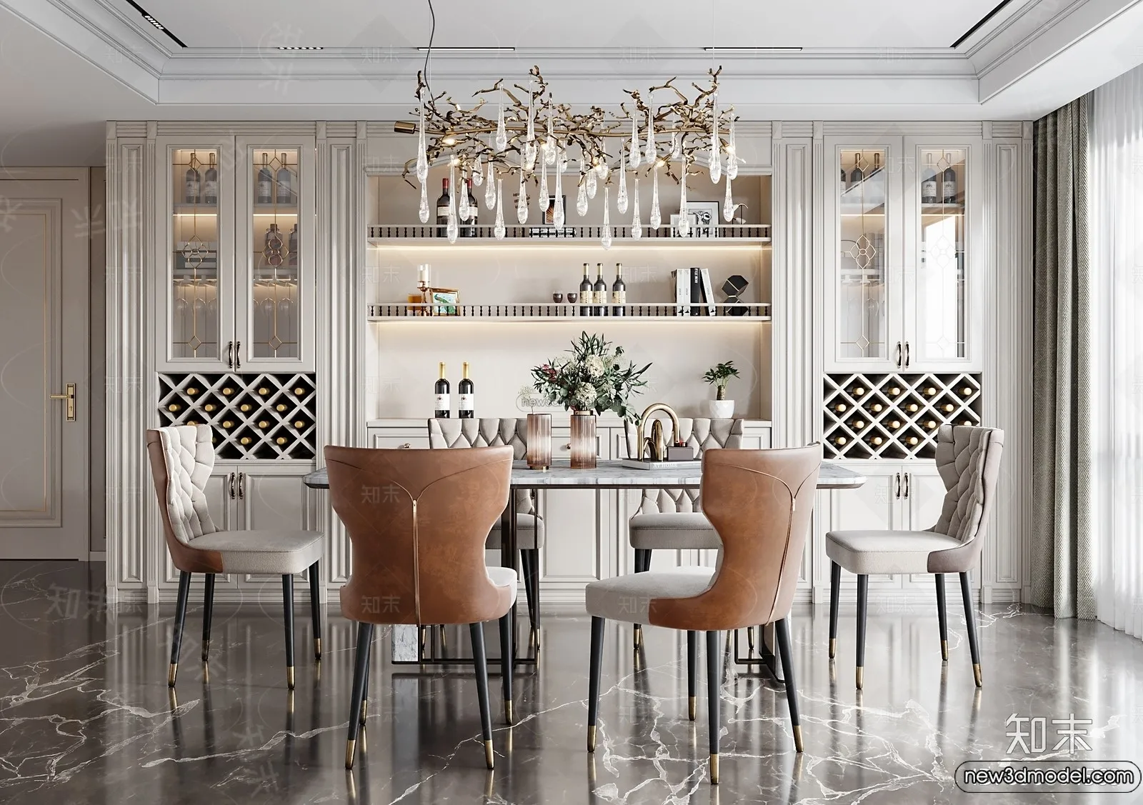 Dining Room - 3D Interior Scene - Italian Style - 014