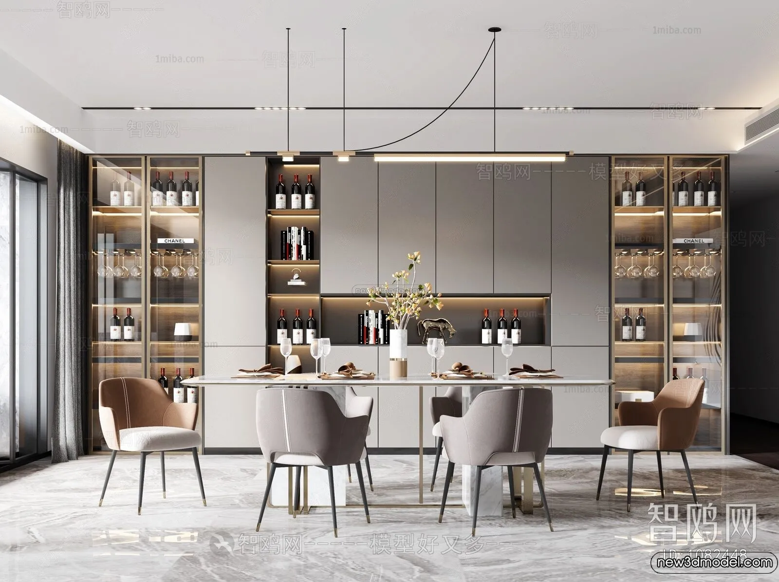 Dining Room - 3D Interior Scene - Italian Style - 015
