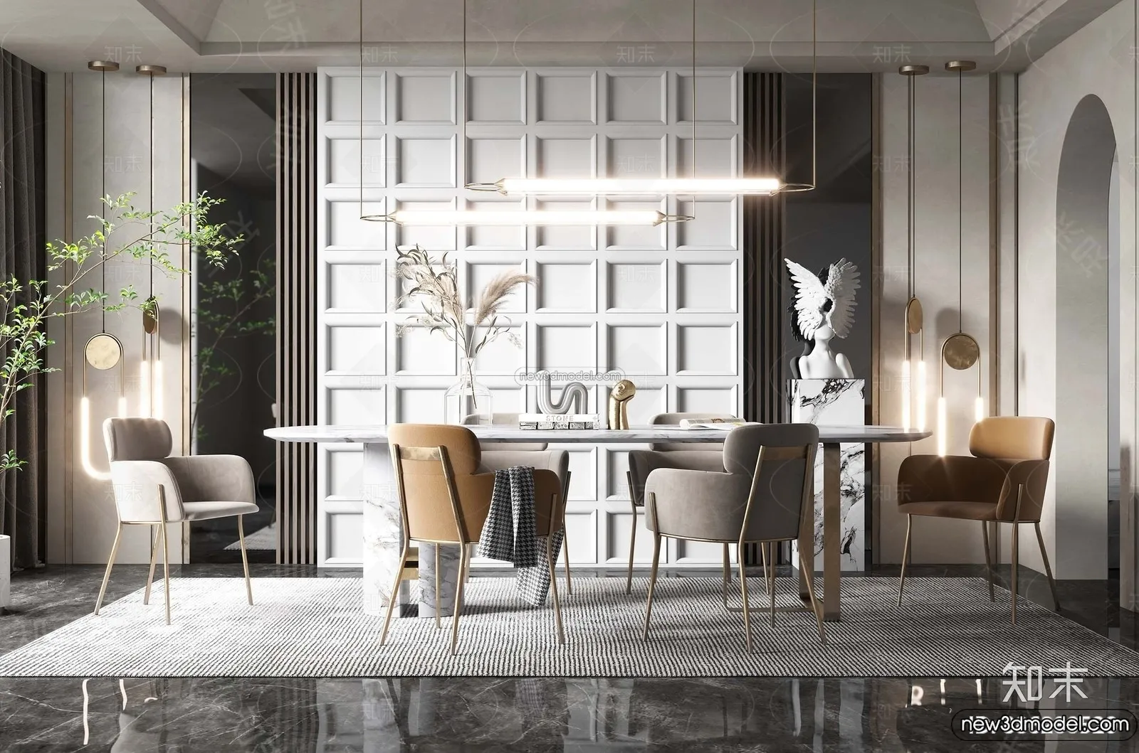 Dining Room - 3D Interior Scene - Italian Style - 016