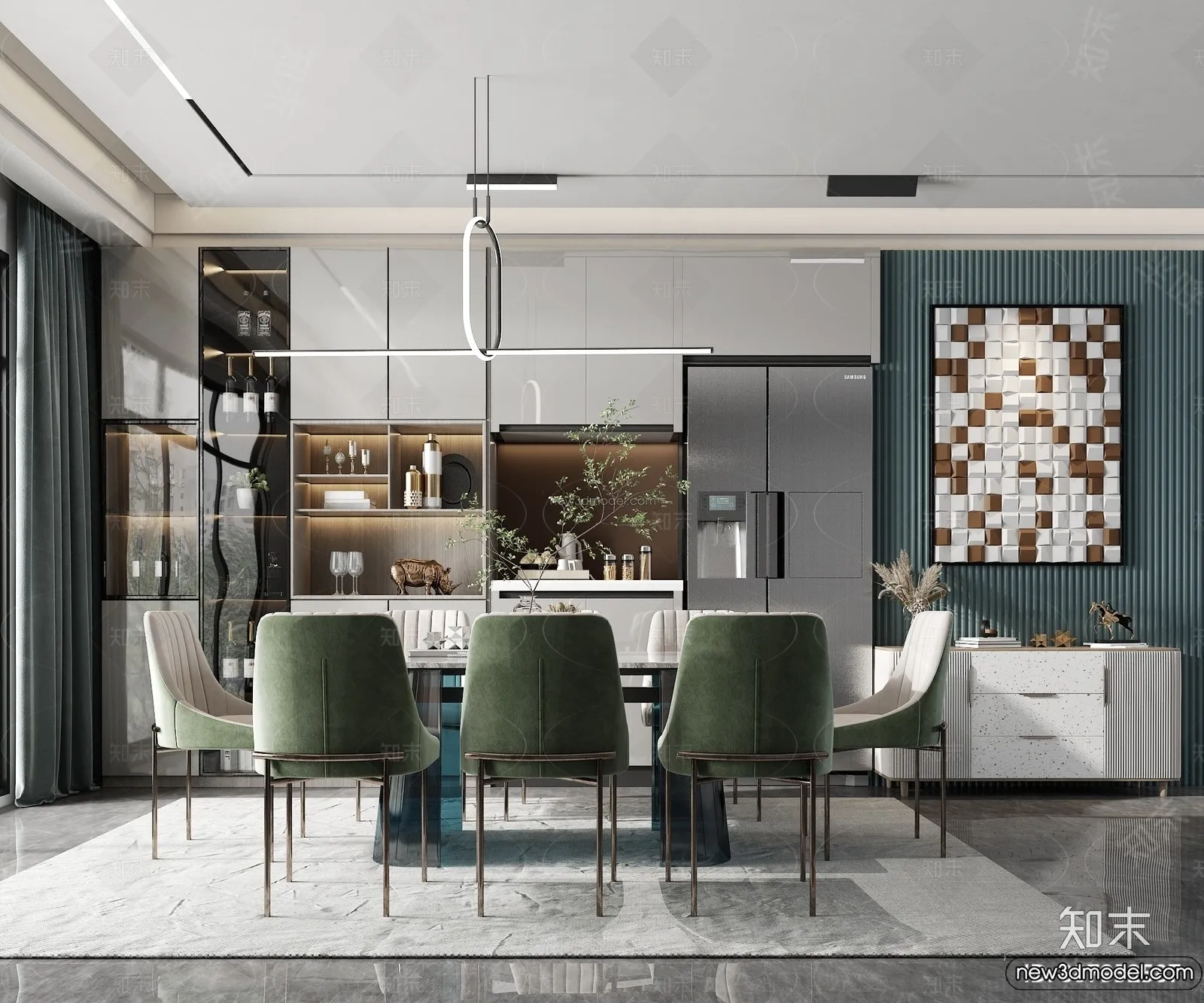 Dining Room - 3D Interior Scene - Italian Style - 017