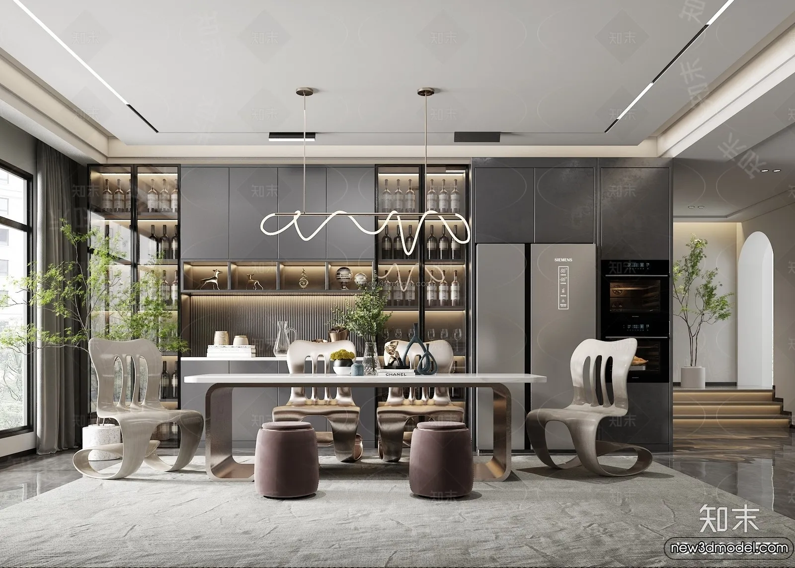 Dining Room - 3D Interior Scene - Italian Style - 018