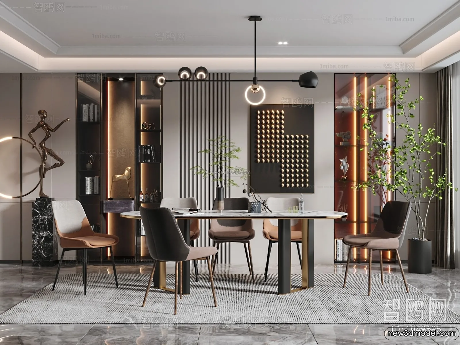 Dining Room - 3D Interior Scene - Italian Style - 019