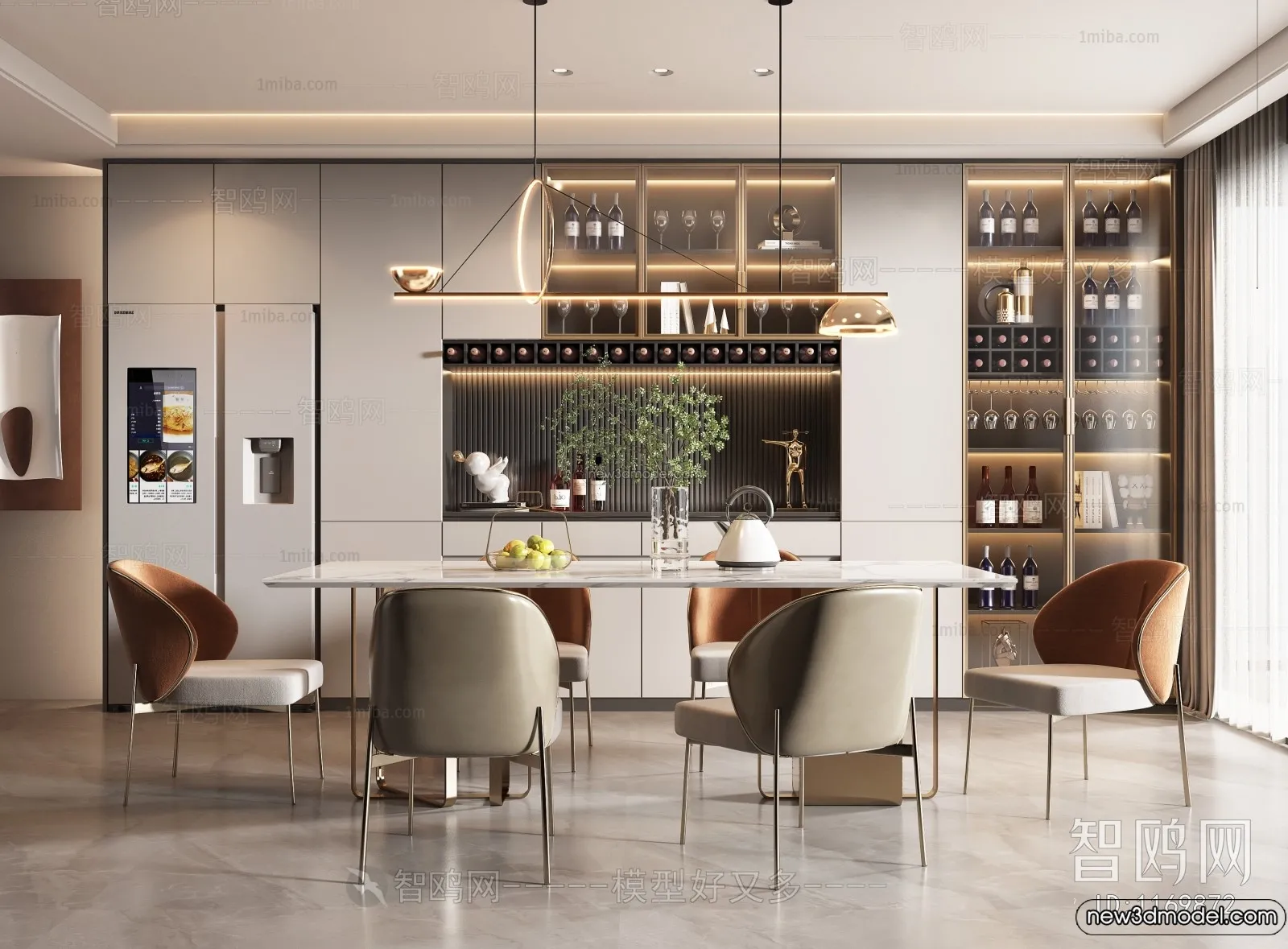 Dining Room - 3D Interior Scene - Italian Style - 021