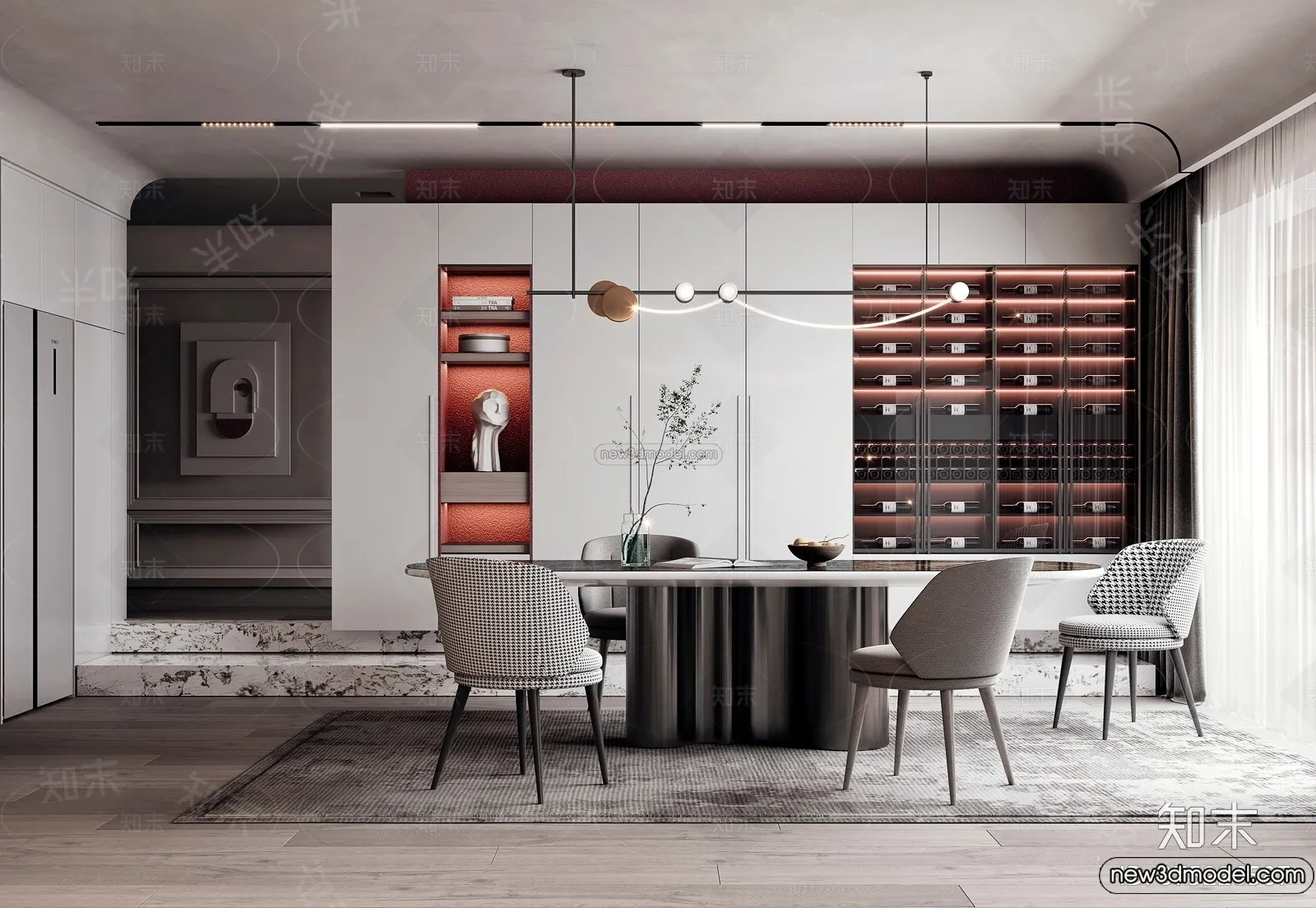 Dining Room - 3D Interior Scene - Italian Style - 023