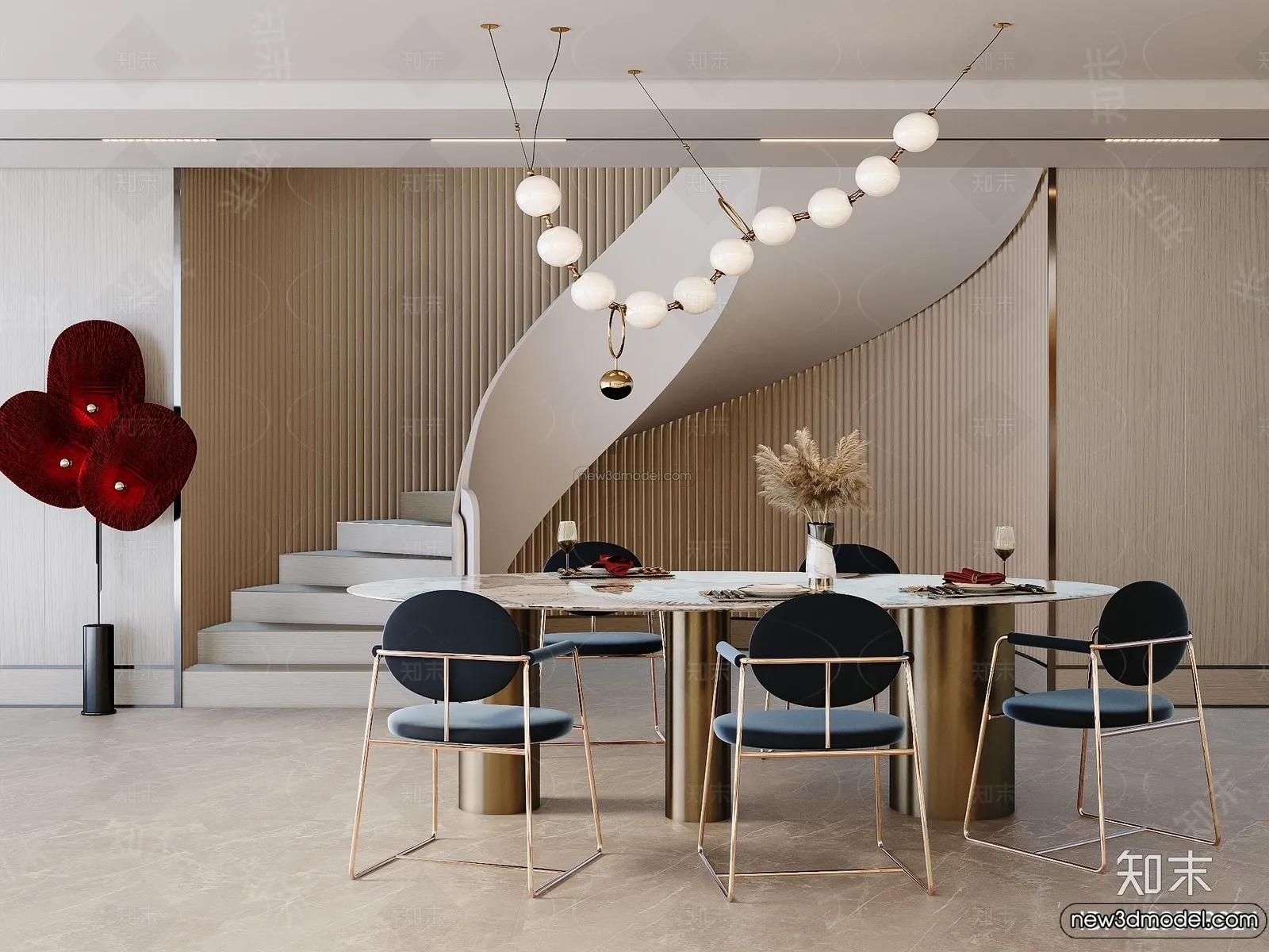 Dining Room - 3D Interior Scene - Italian Style - 024