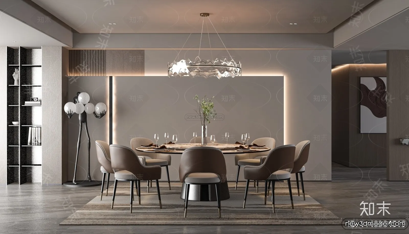Dining Room - 3D Interior Scene - Italian Style - 025