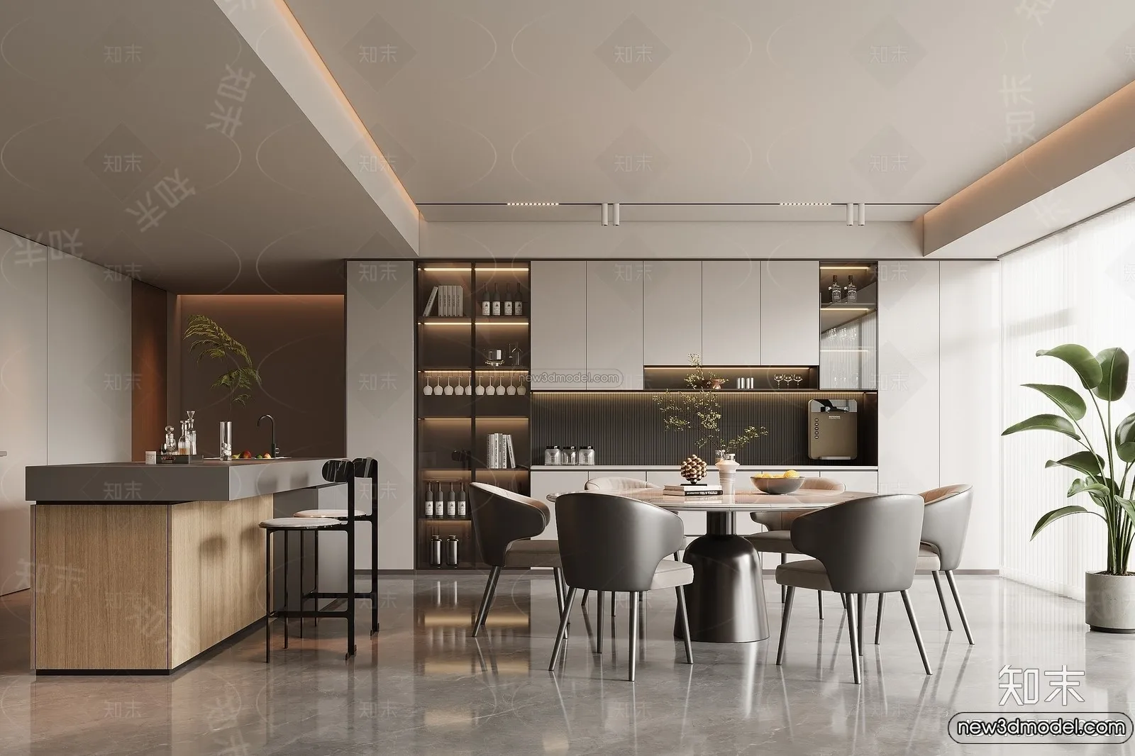 Dining Room - 3D Interior Scene - Italian Style - 026