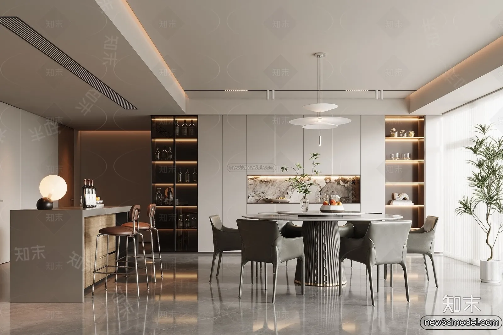Dining Room - 3D Interior Scene - Italian Style - 028