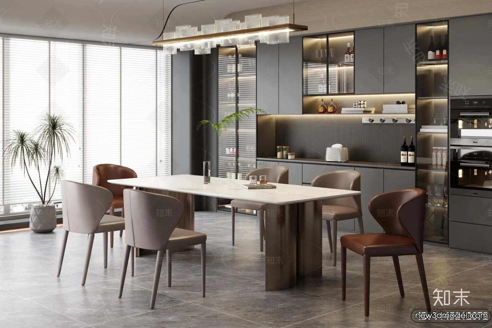 Dining Room - 3D Interior Scene - Italian Style - 029