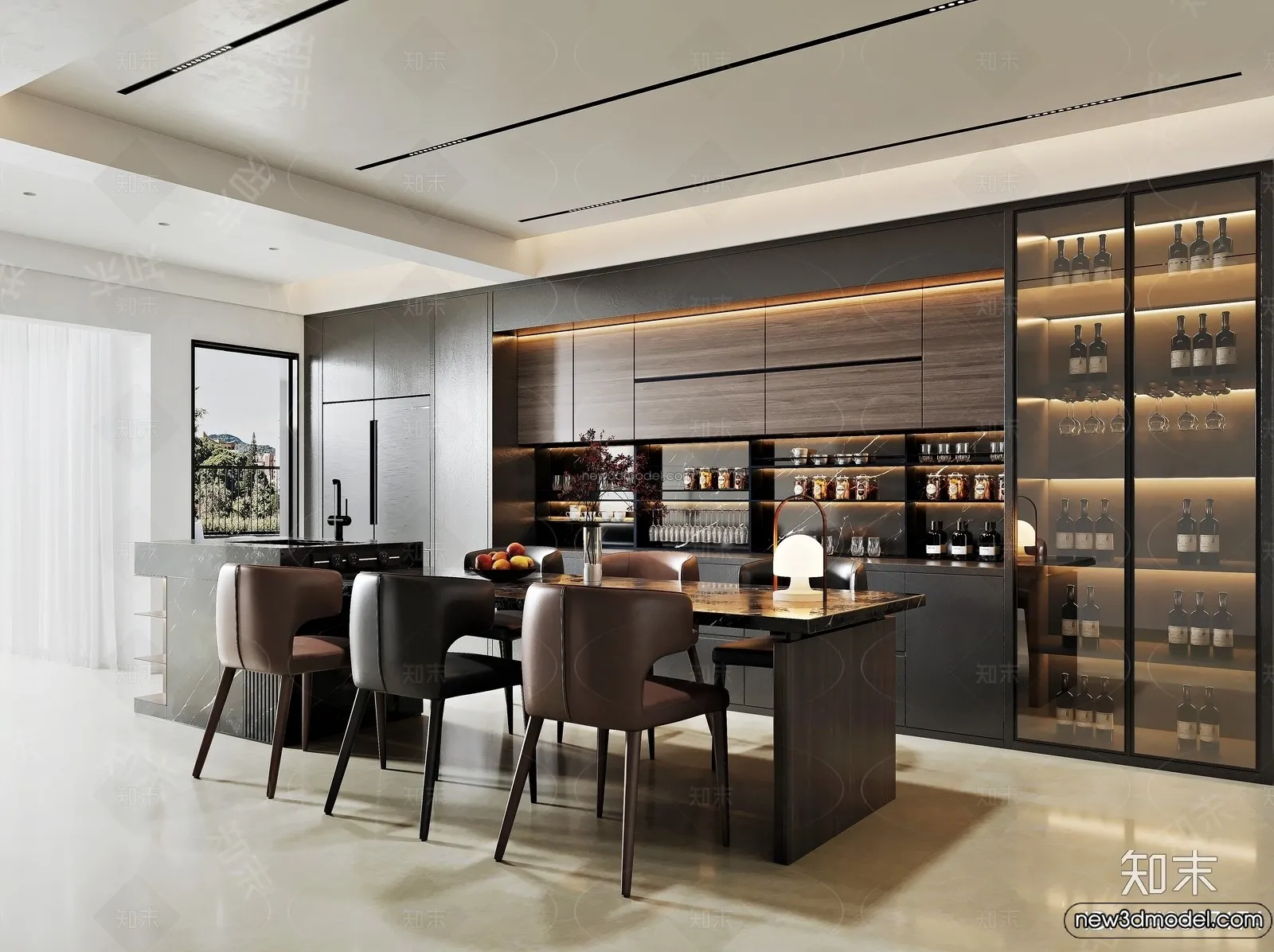 Dining Room - 3D Interior Scene - Italian Style - 030