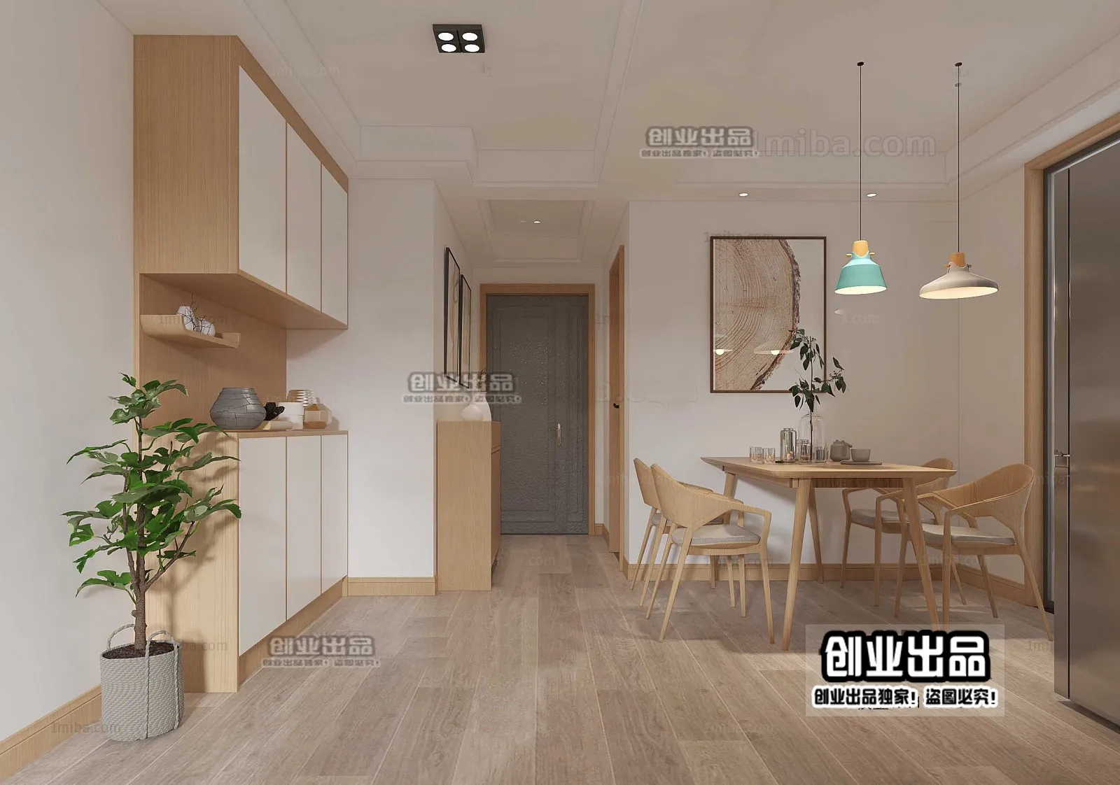 Dining Room 3D Interior Scene - Japanese Style - 054