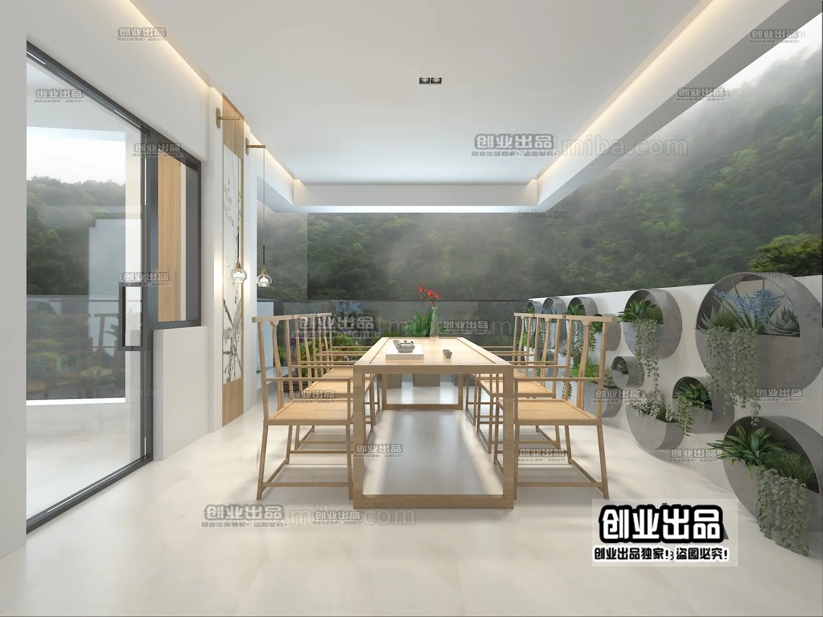 Dining Room 3D Interior Scene - Japanese Style - 055