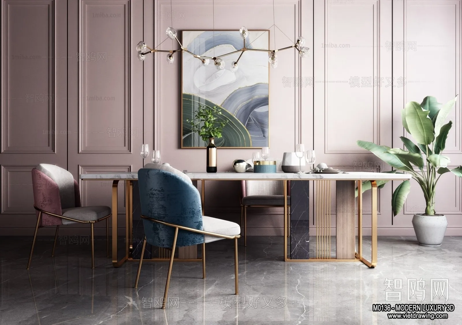 Dining Room - 3D Interior Scene - Luxury Style - 004