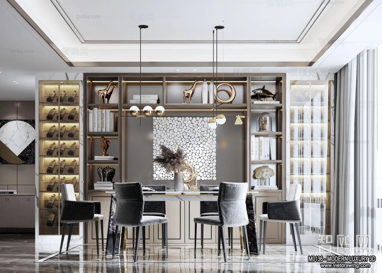 Dining Room - 3D Interior Scene - Luxury Style - 008