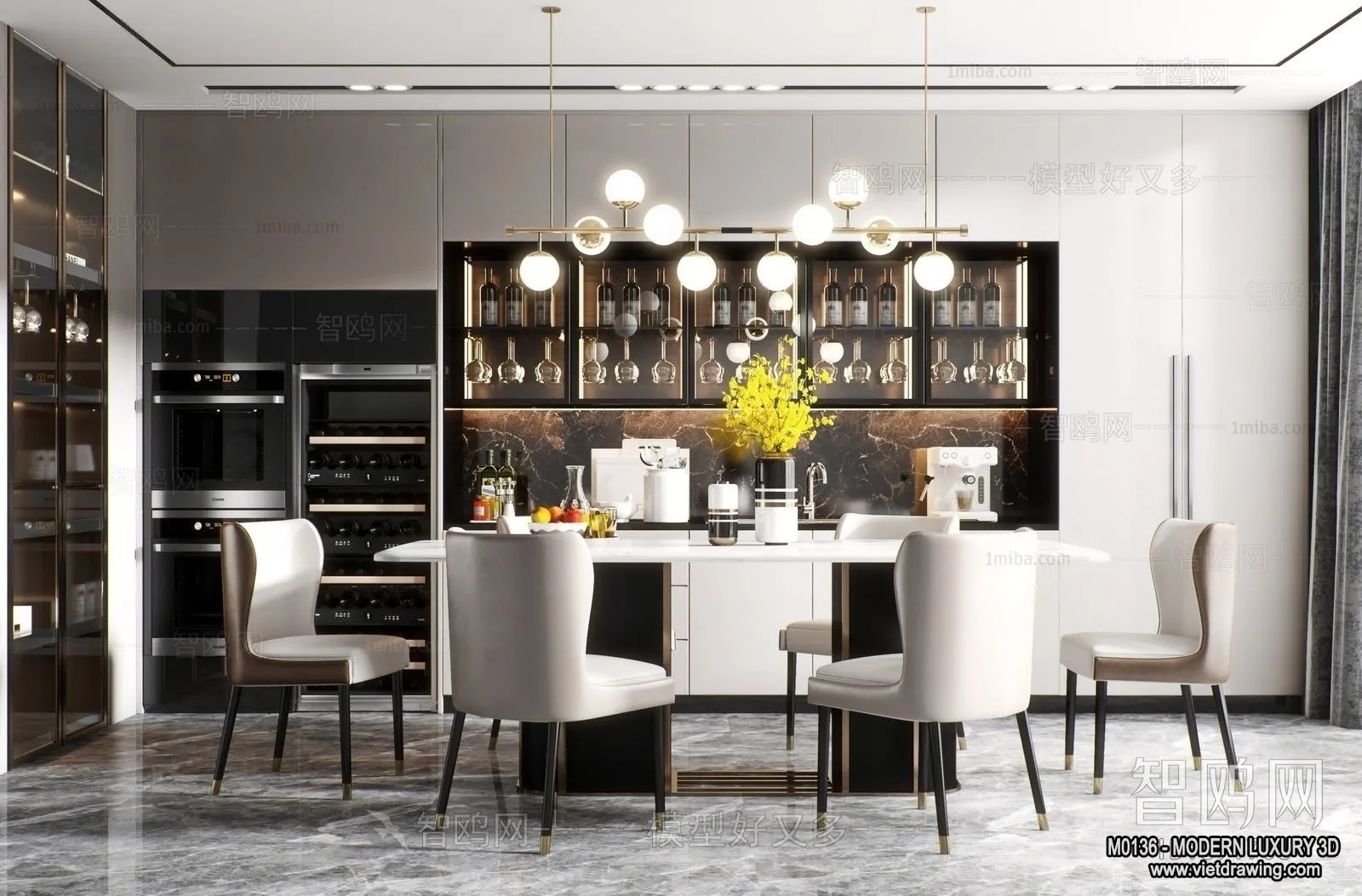 Dining Room - 3D Interior Scene - Luxury Style - 009