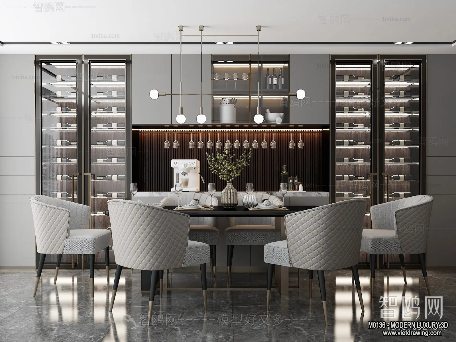 Dining Room - 3D Interior Scene - Luxury Style - 011