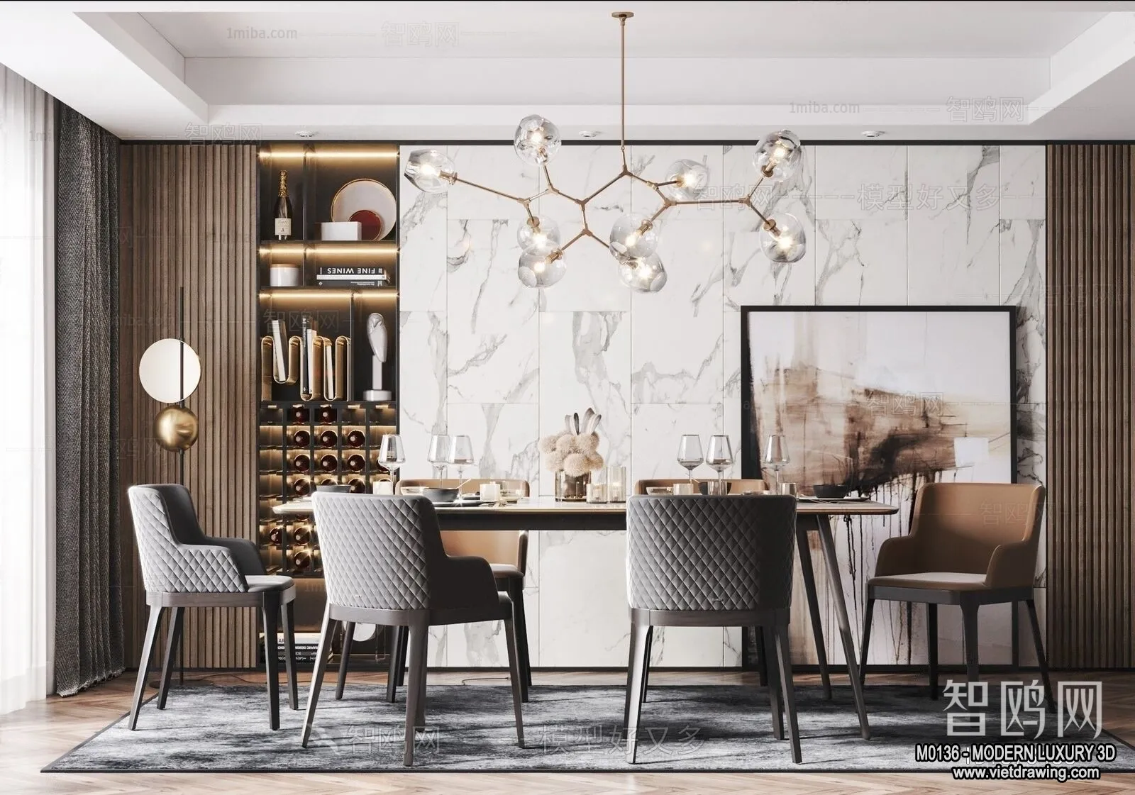 Dining Room - 3D Interior Scene - Luxury Style - 012