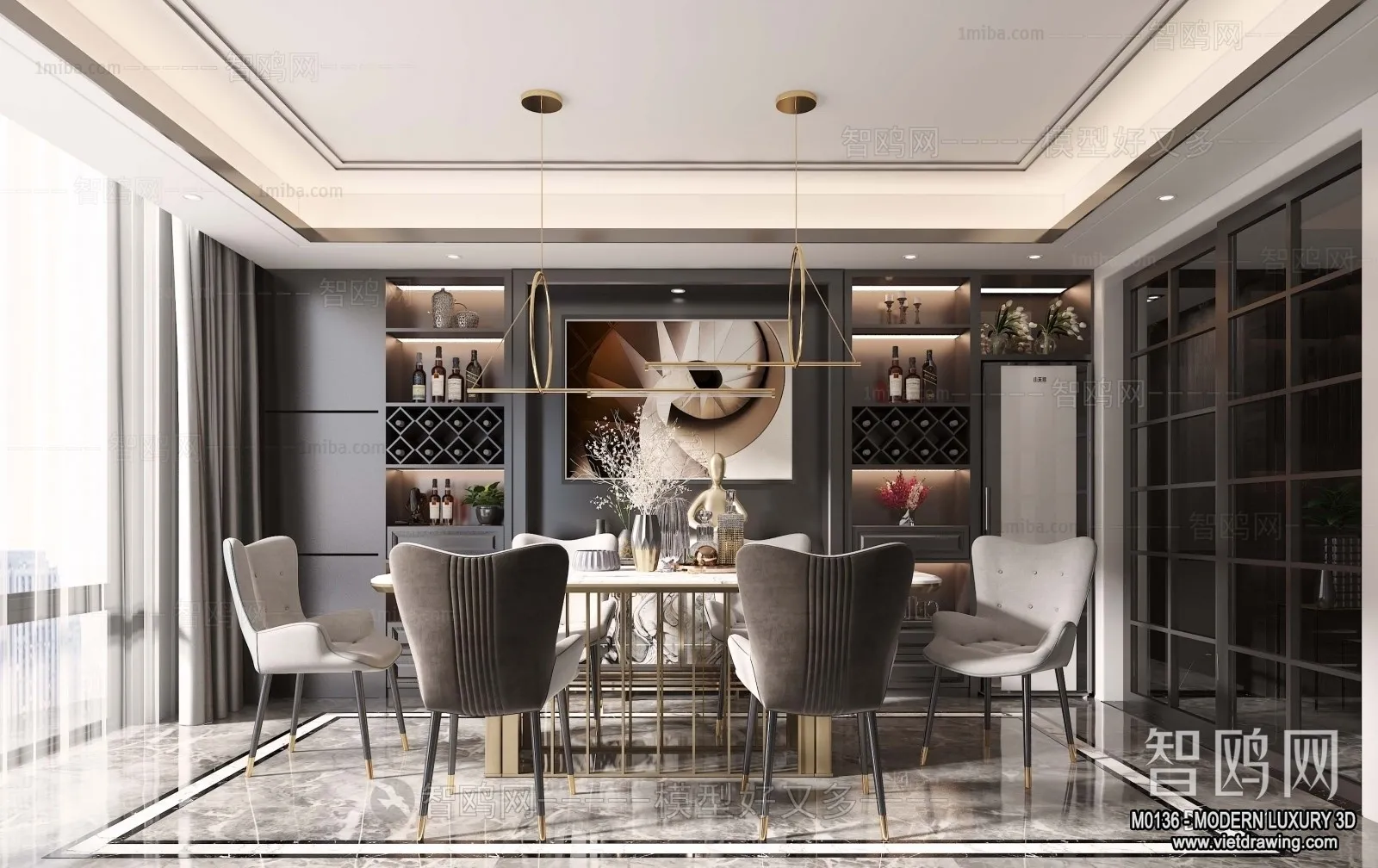 Dining Room - 3D Interior Scene - Luxury Style - 015