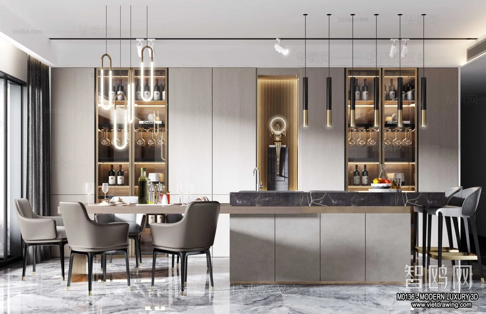 Dining Room - 3D Interior Scene - Luxury Style - 017