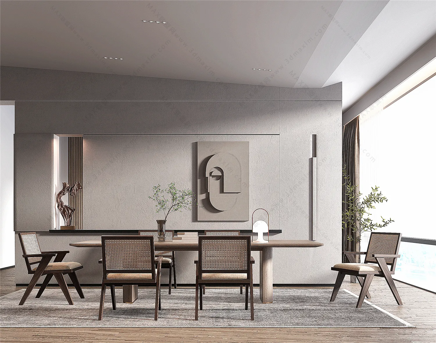 Dining Room 3D Interior Scene Model - Wabi Sabi Style - 018