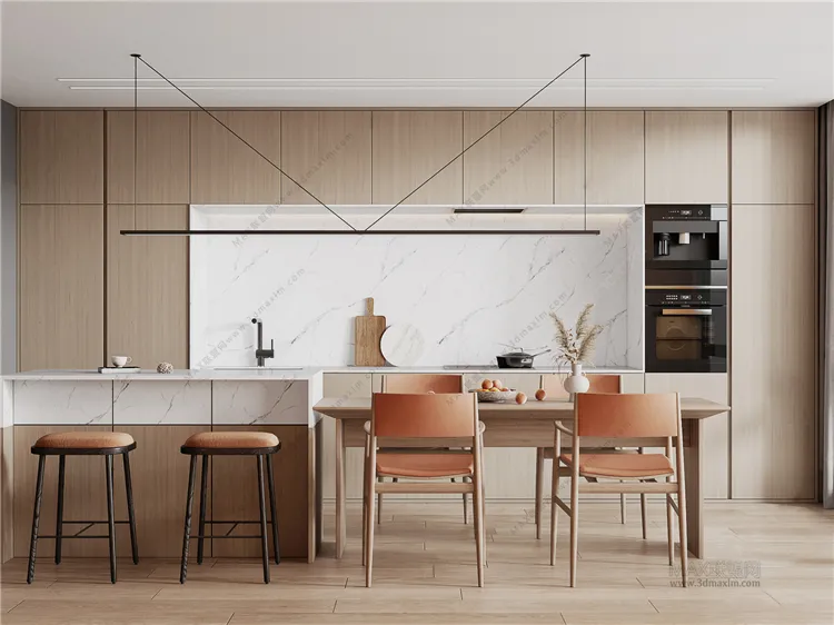 Dining Room 3D Interior Scene Model - Wabi Sabi Style - 024