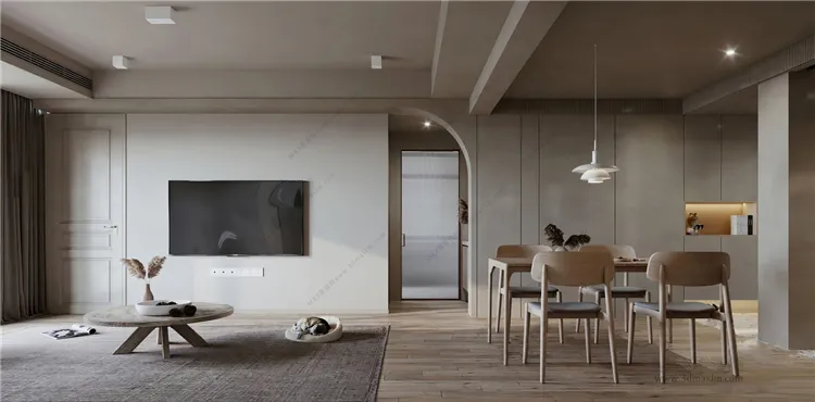 Dining Room 3D Interior Scene Model - Wabi Sabi Style - 026