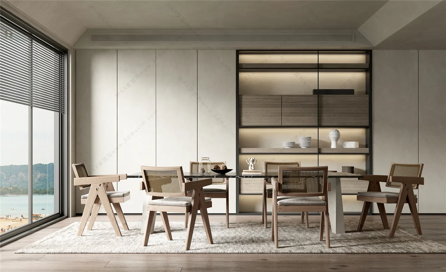 Dining Room 3D Interior Scene Model - Wabi Sabi Style - 034