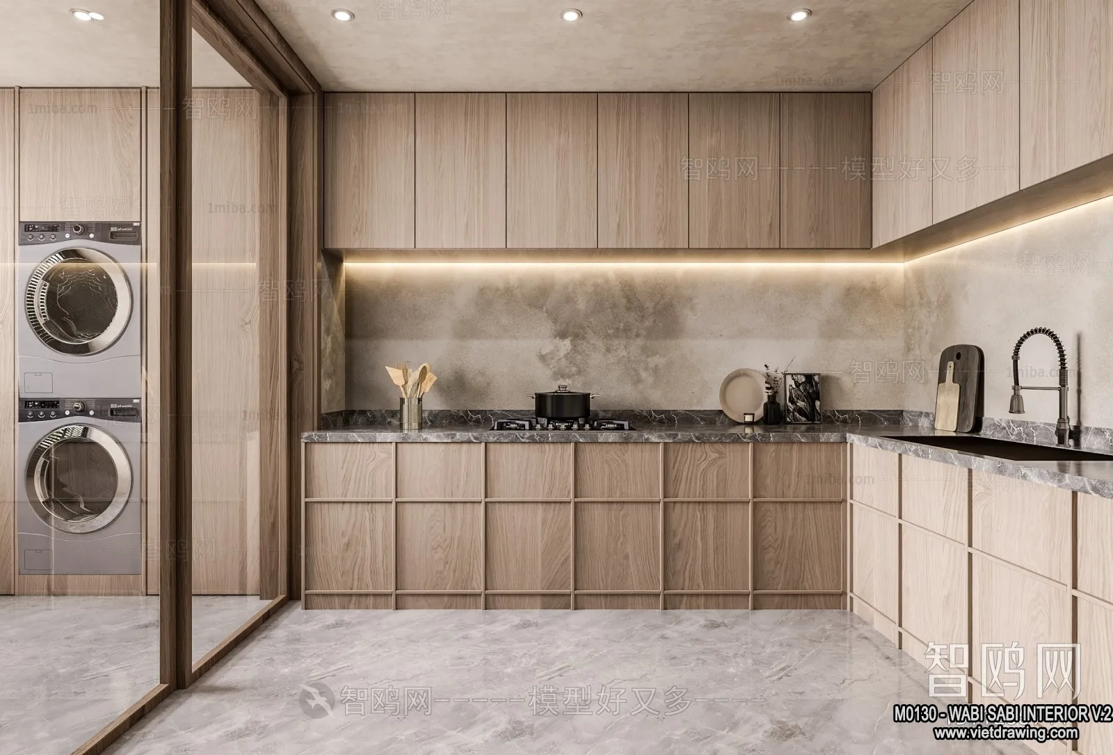 Dining Room 3D Interior Scene Model - Wabi Sabi Style - 040