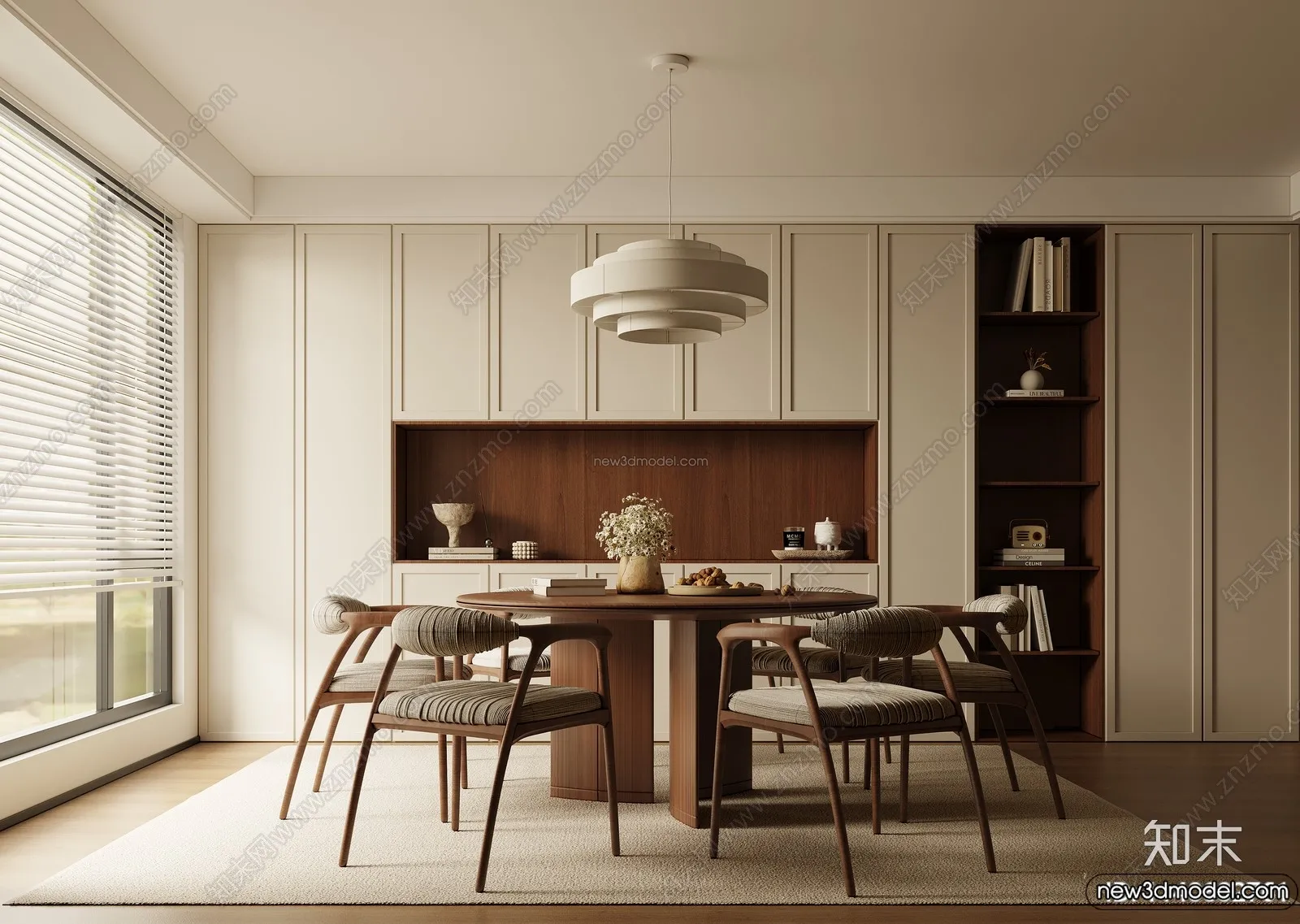 Dining Room 3D Interior Scene Model - Wabi Sabi Style - 051