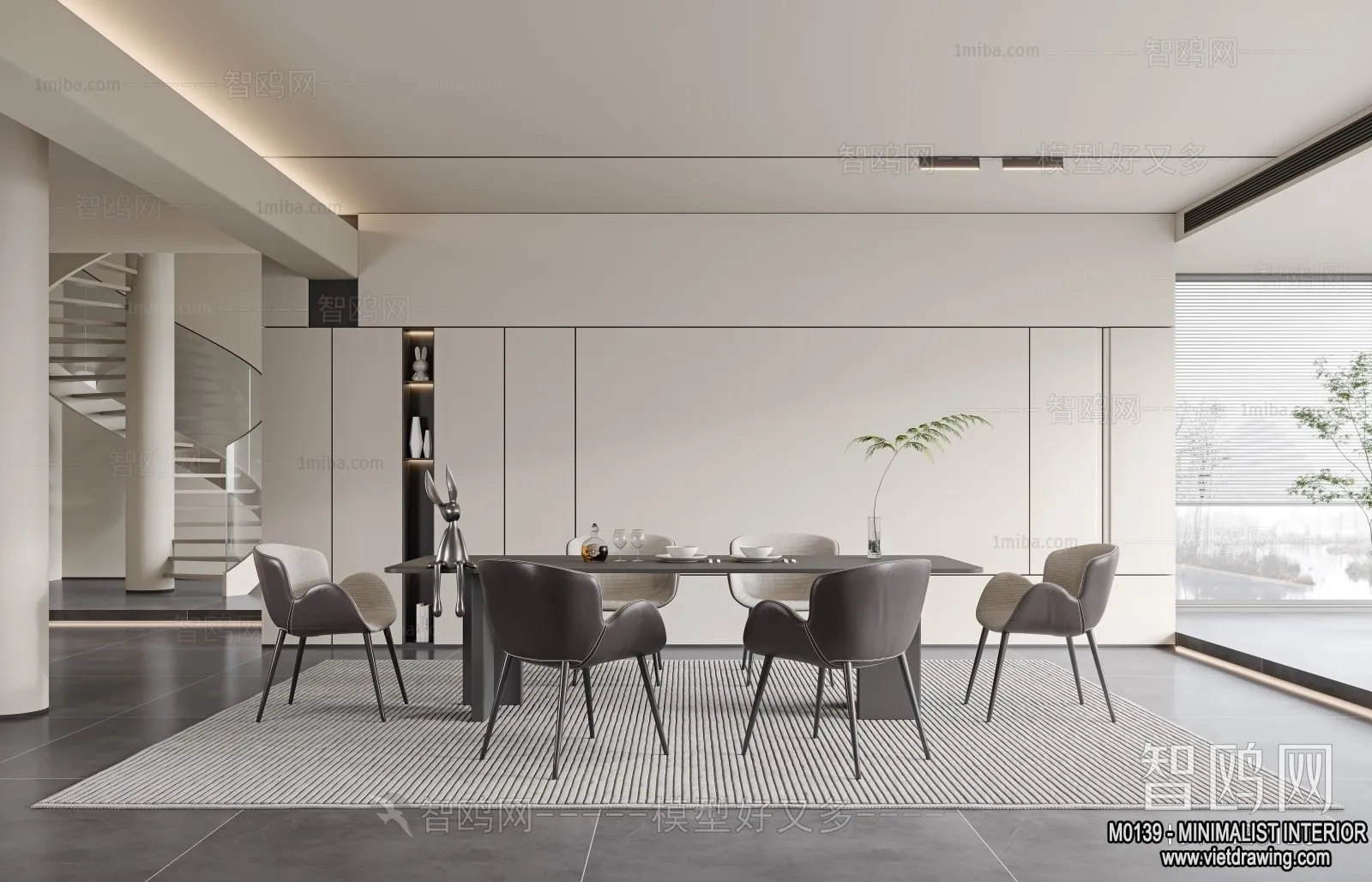 Dining Room - Minimalist Style - 3D Interior Scene - 006