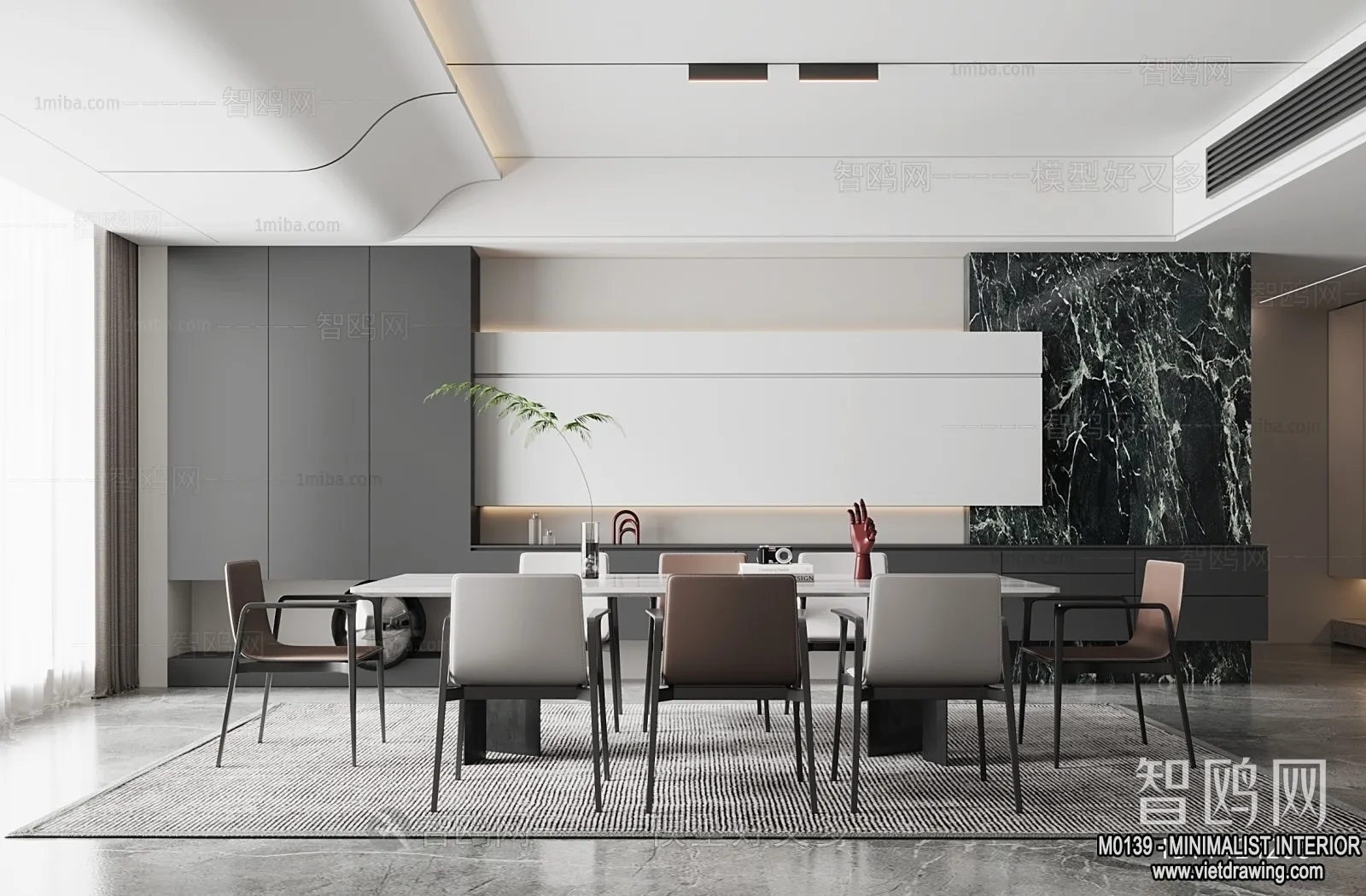 Dining Room - Minimalist Style - 3D Interior Scene - 008