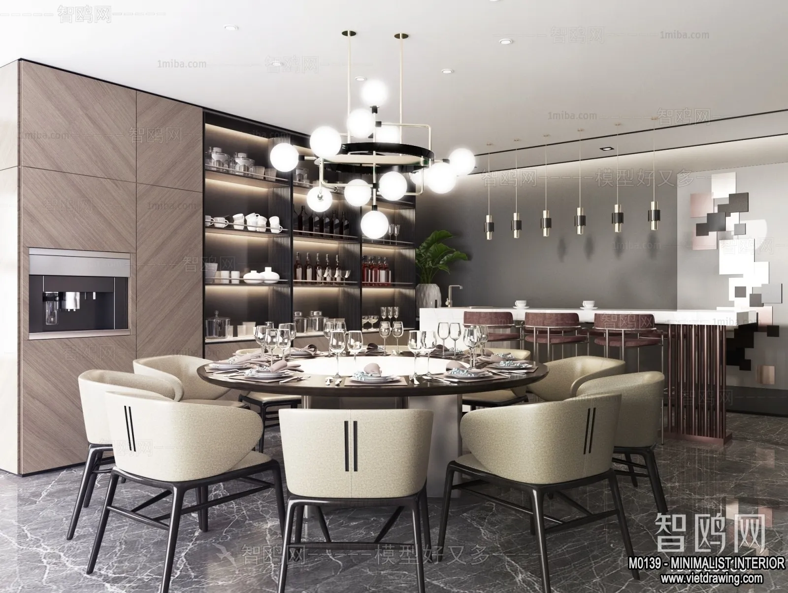 Dining Room - Minimalist Style - 3D Interior Scene - 012
