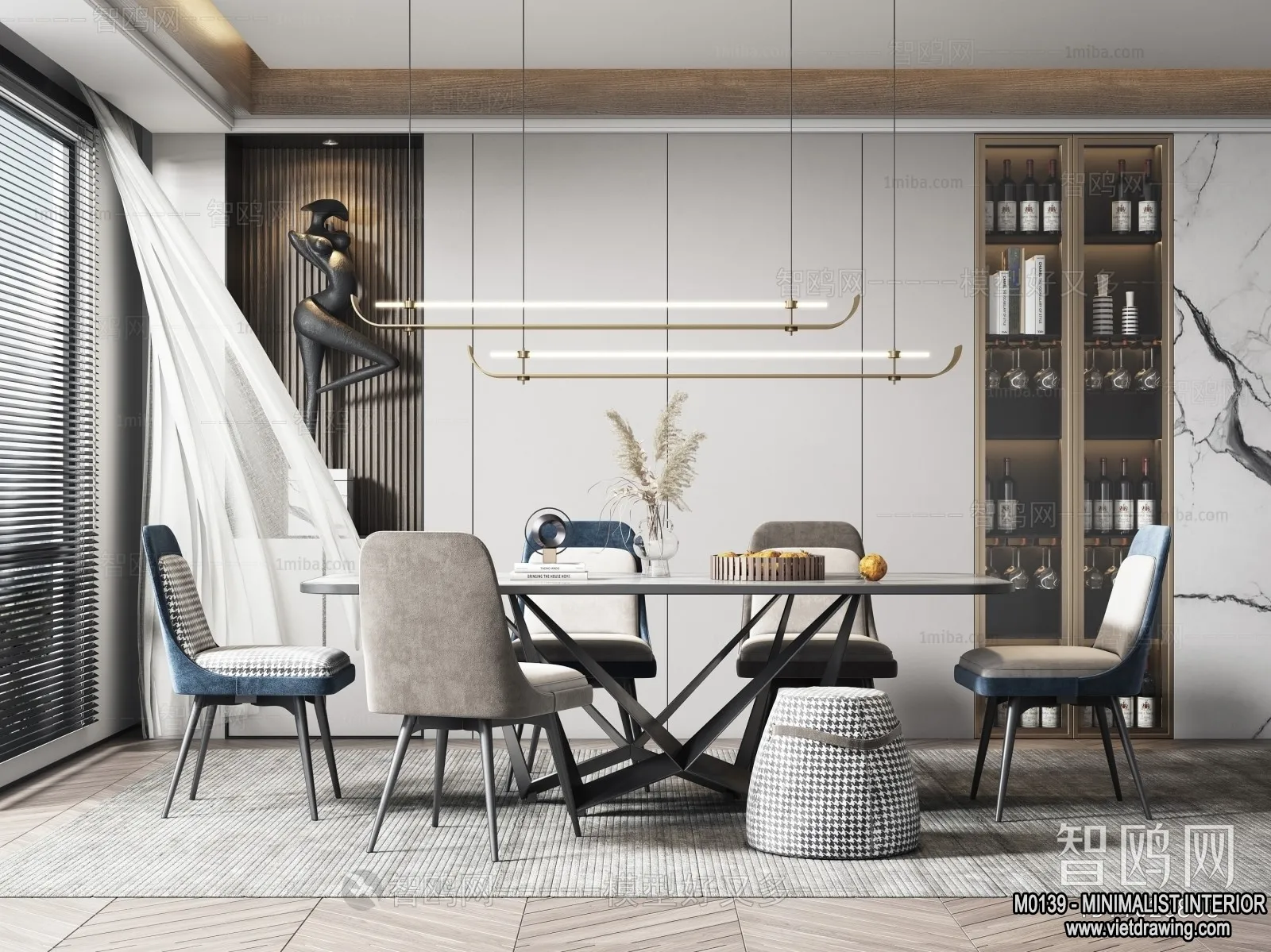 Dining Room - Minimalist Style - 3D Interior Scene - 015