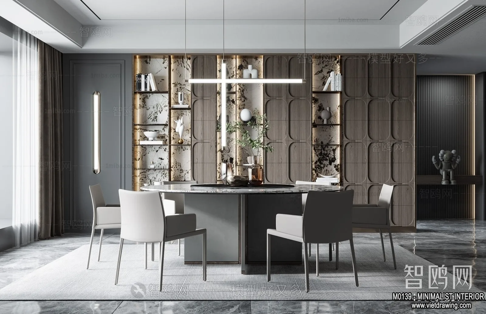 Dining Room - Minimalist Style - 3D Interior Scene - 017