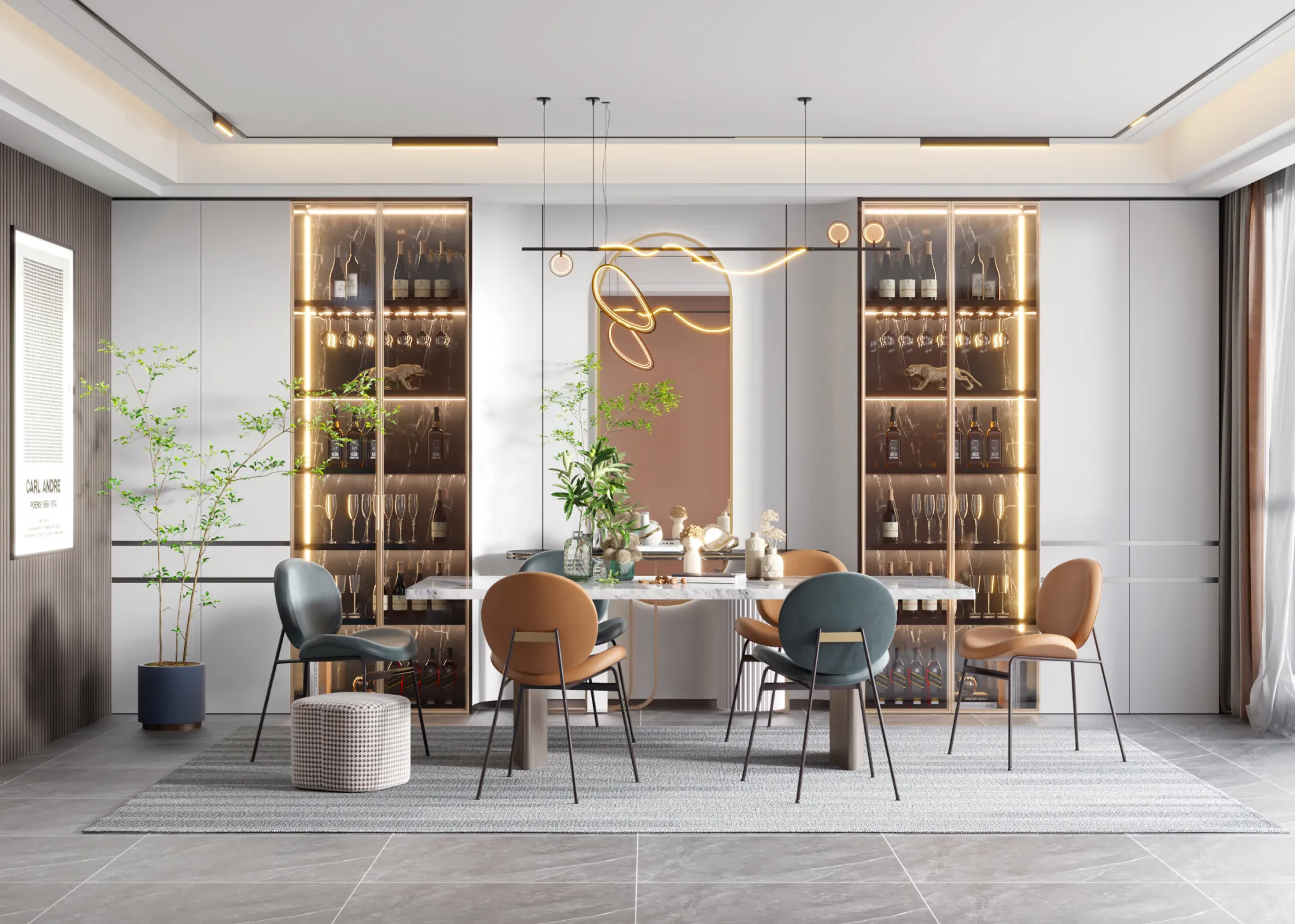 Dining Room - Modern Style 3D Scenes - Interior Design - 004