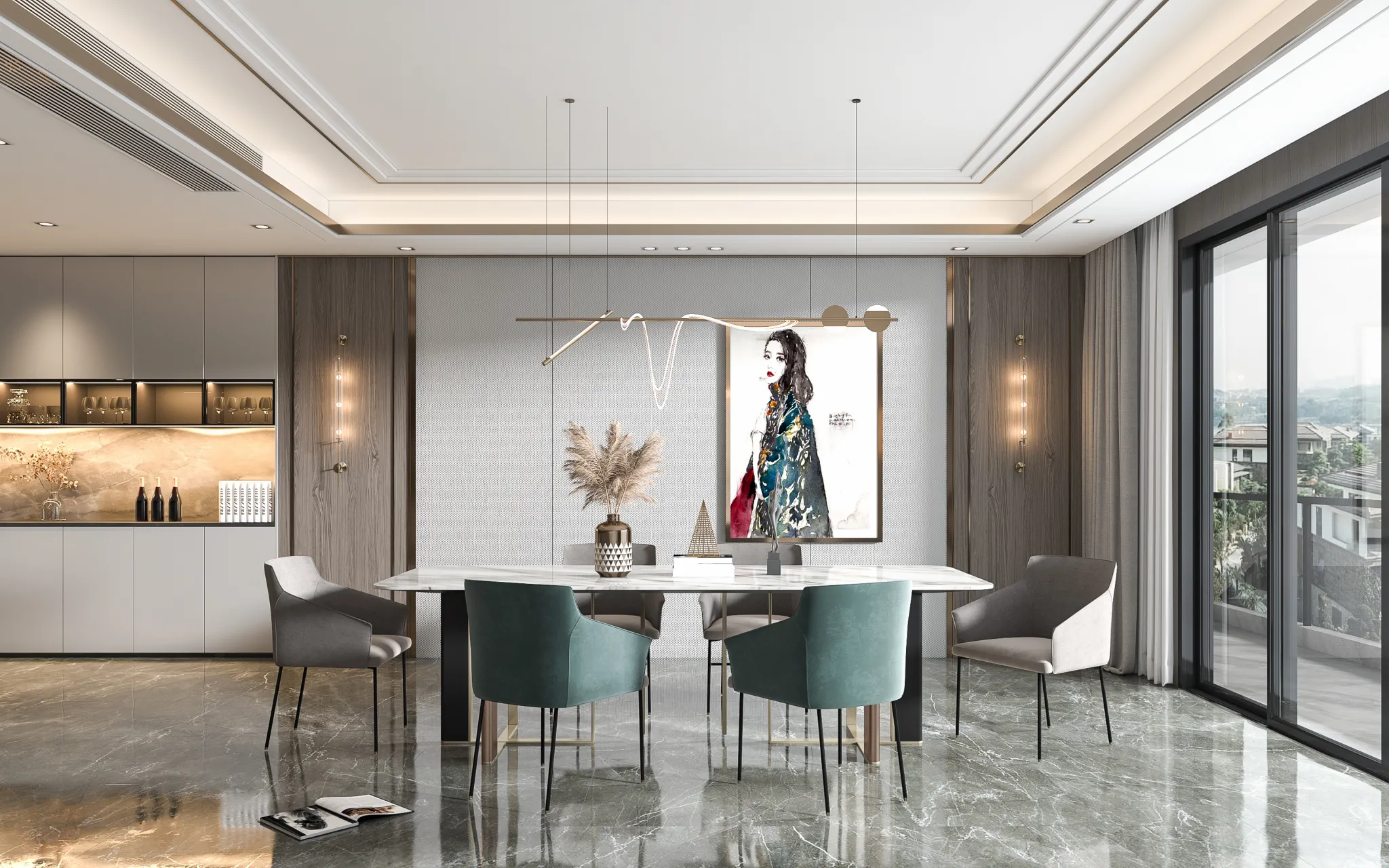 Dining Room - Modern Style 3D Scenes - Interior Design - 011