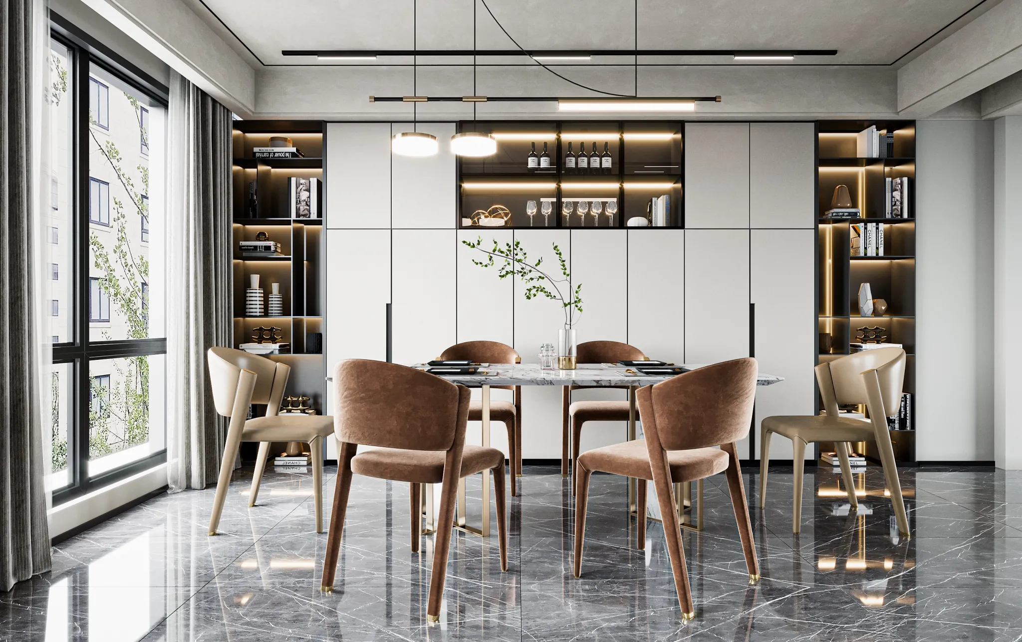 Dining Room - Modern Style 3D Scenes - Interior Design - 013