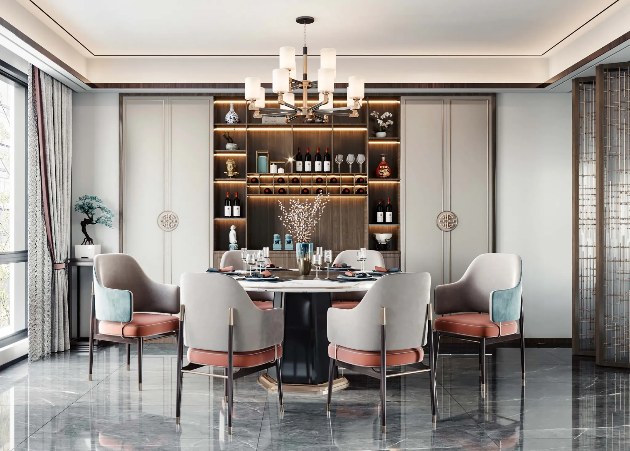 Dining Room - Modern Style 3D Scenes - Interior Design - 016