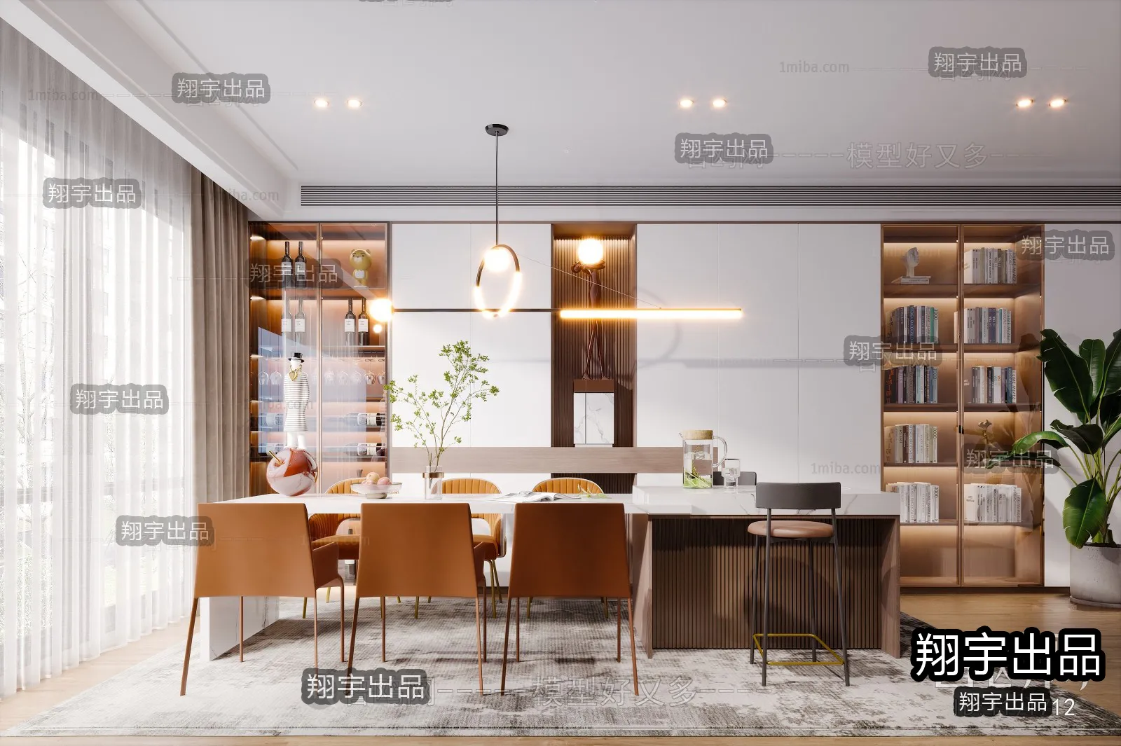 Dining Room - Modern Style Interior 3D Scenes - 001