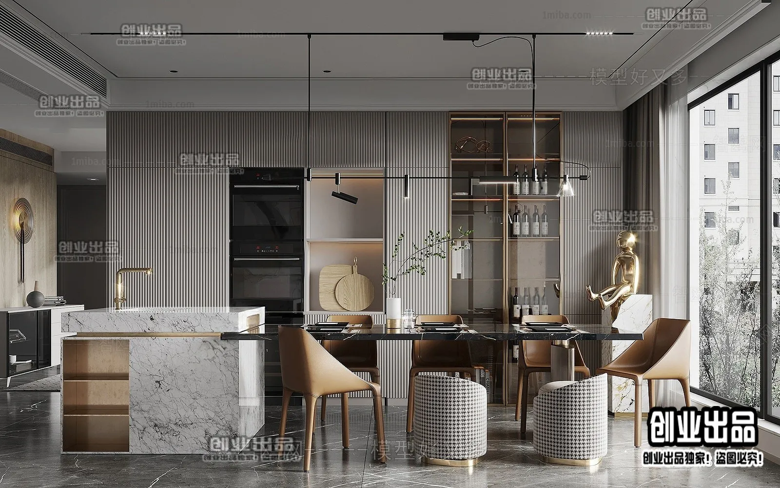 Dining Room - Modern Style Interior 3D Scenes - 003