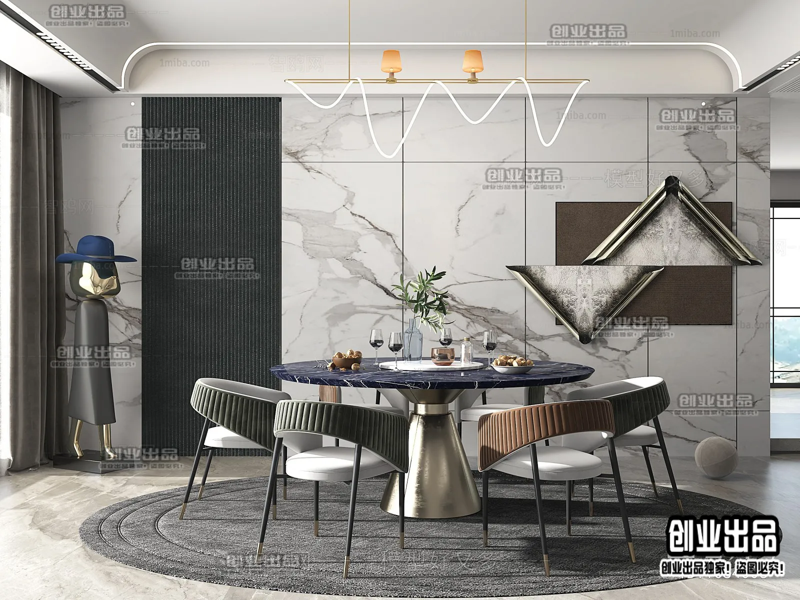 Dining Room - Modern Style Interior 3D Scenes - 007