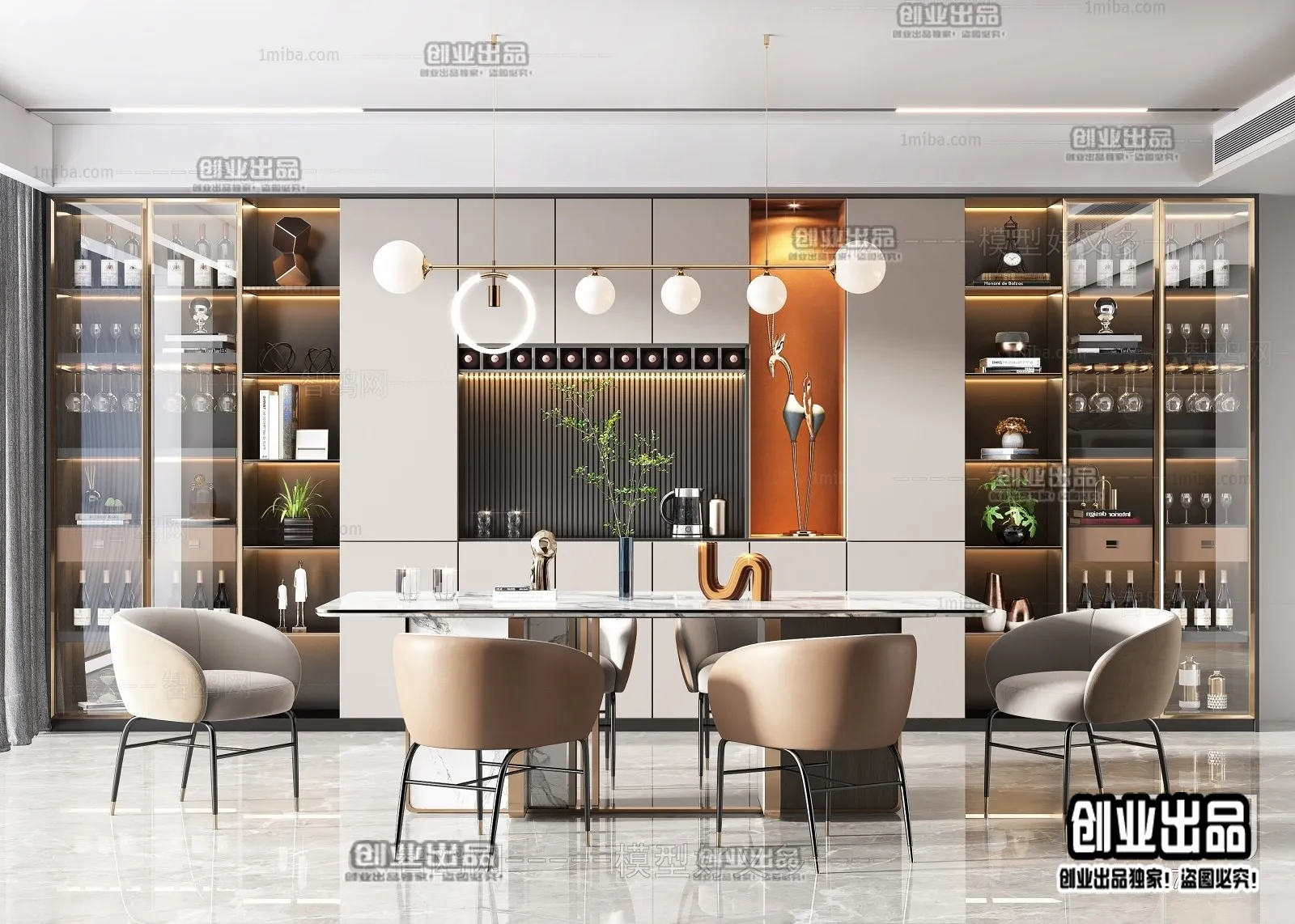 Dining Room - Modern Style Interior 3D Scenes - 008