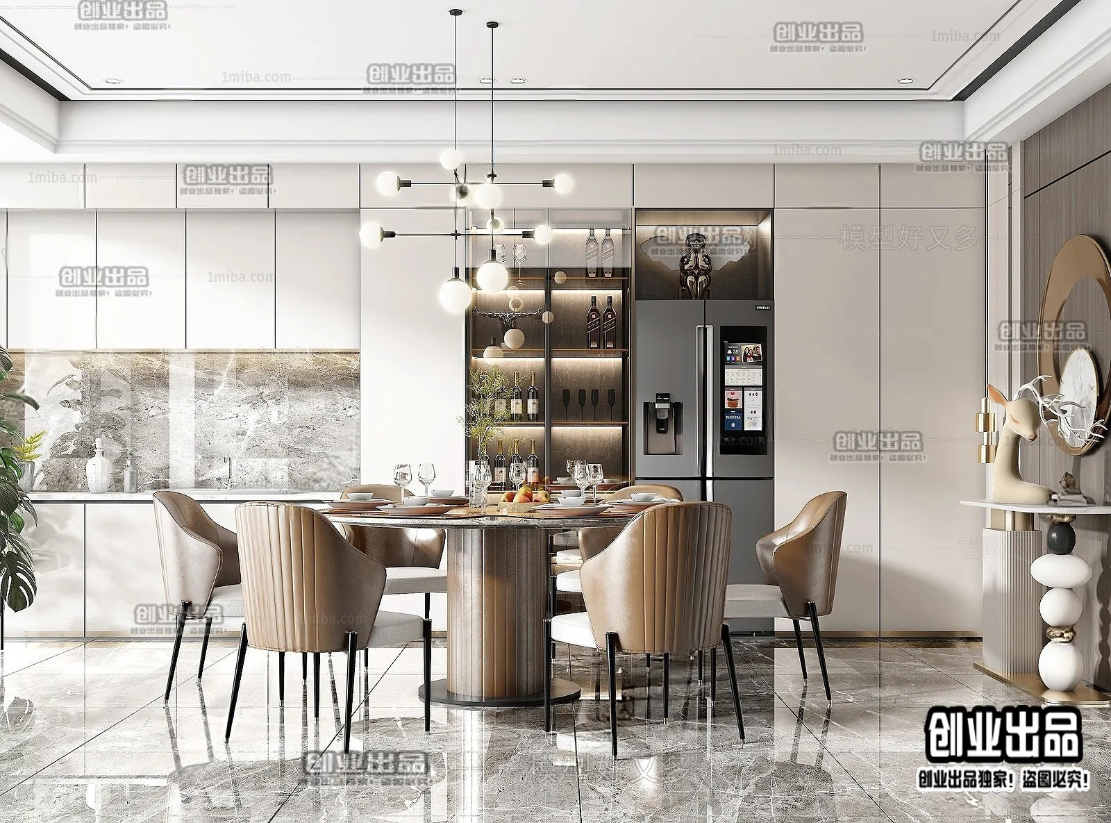 Dining Room - Modern Style Interior 3D Scenes - 011