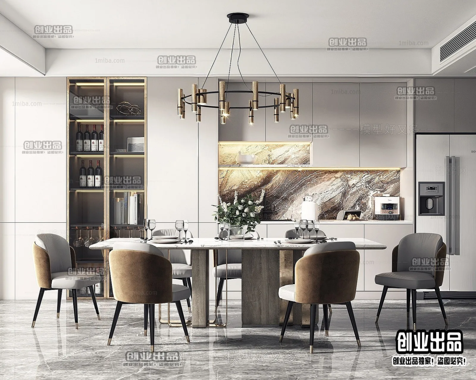 Dining Room - Modern Style Interior 3D Scenes - 014
