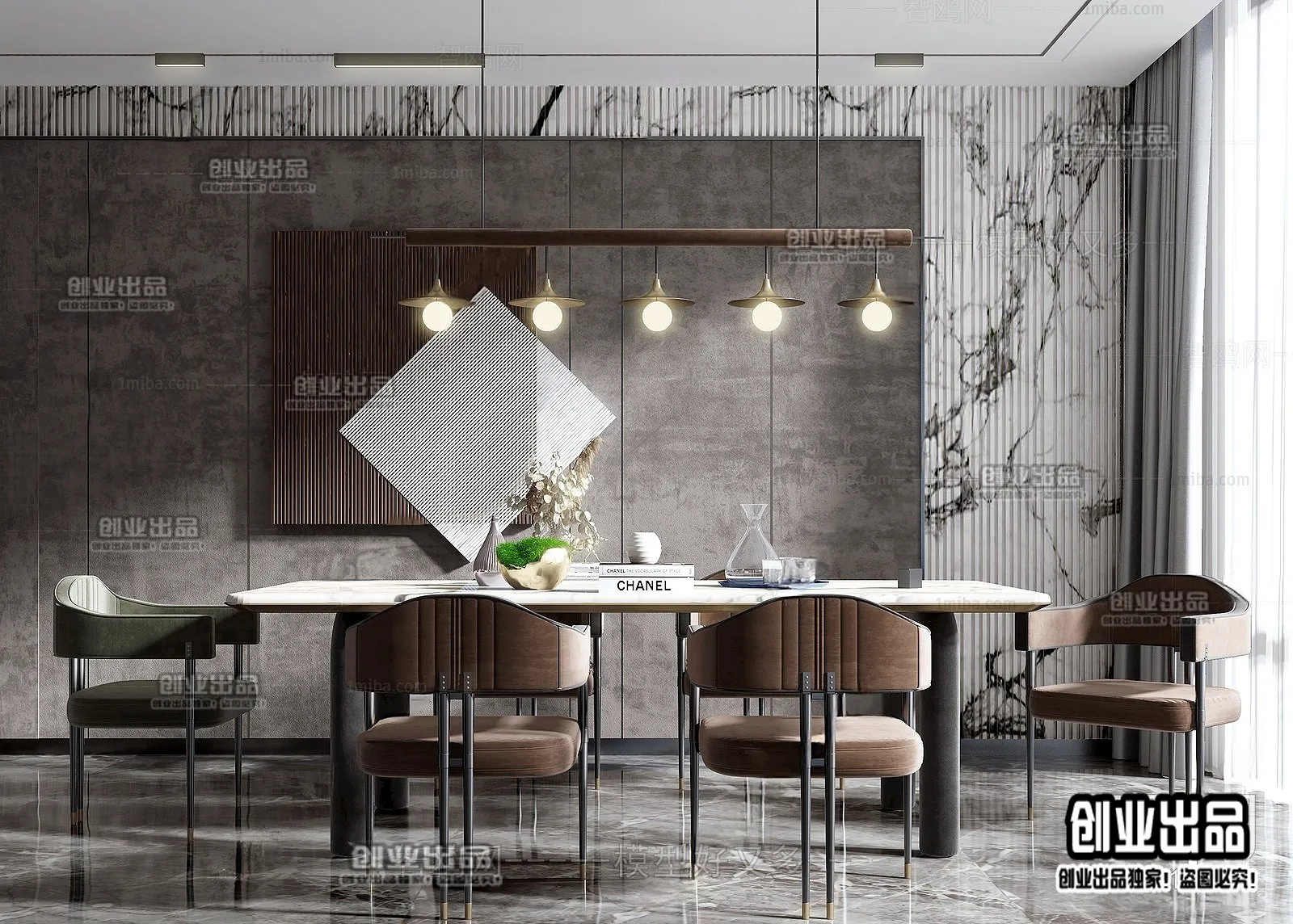 Dining Room - Modern Style Interior 3D Scenes - 016